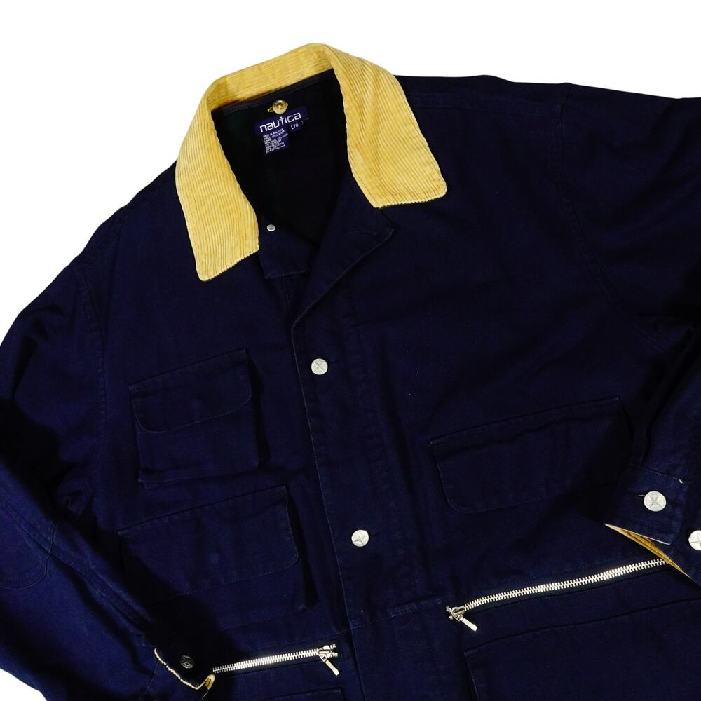 Nautica Heavy Outdoor Chore Removable Wool Liner Coat Jacket Zip Button Large
